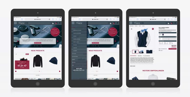 Online-Shop muenz Tablet Darstellung Online-Shop muenz Tablet Darstellung